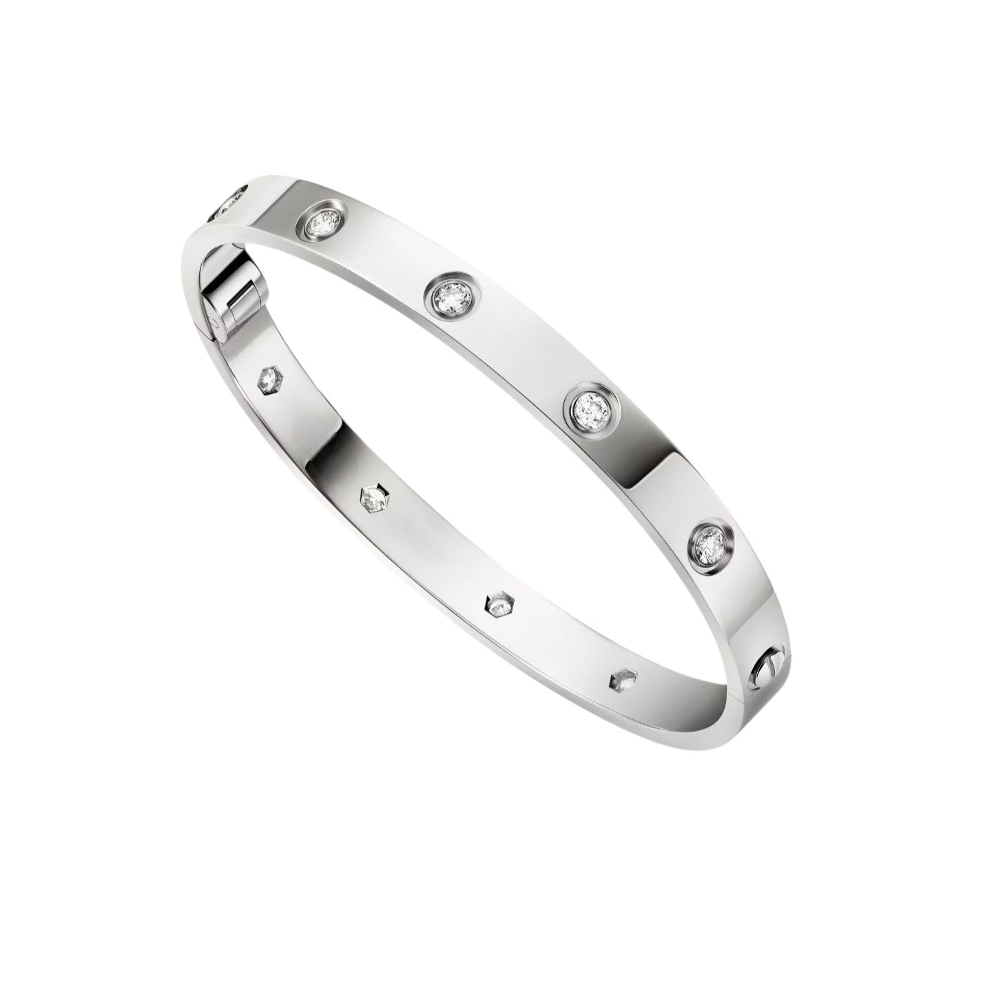 [Zalyn]CLASSIC 6.1MM LOVE SINGLE-SCREW CLOSURE BANGLE - 10-DIAMOND