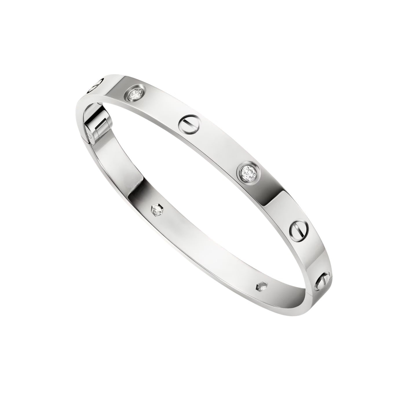 [Zalyn]CLASSIC 6.1MM LOVE SINGLE-SCREW CLOSURE BANGLE - 4-DIAMOND
