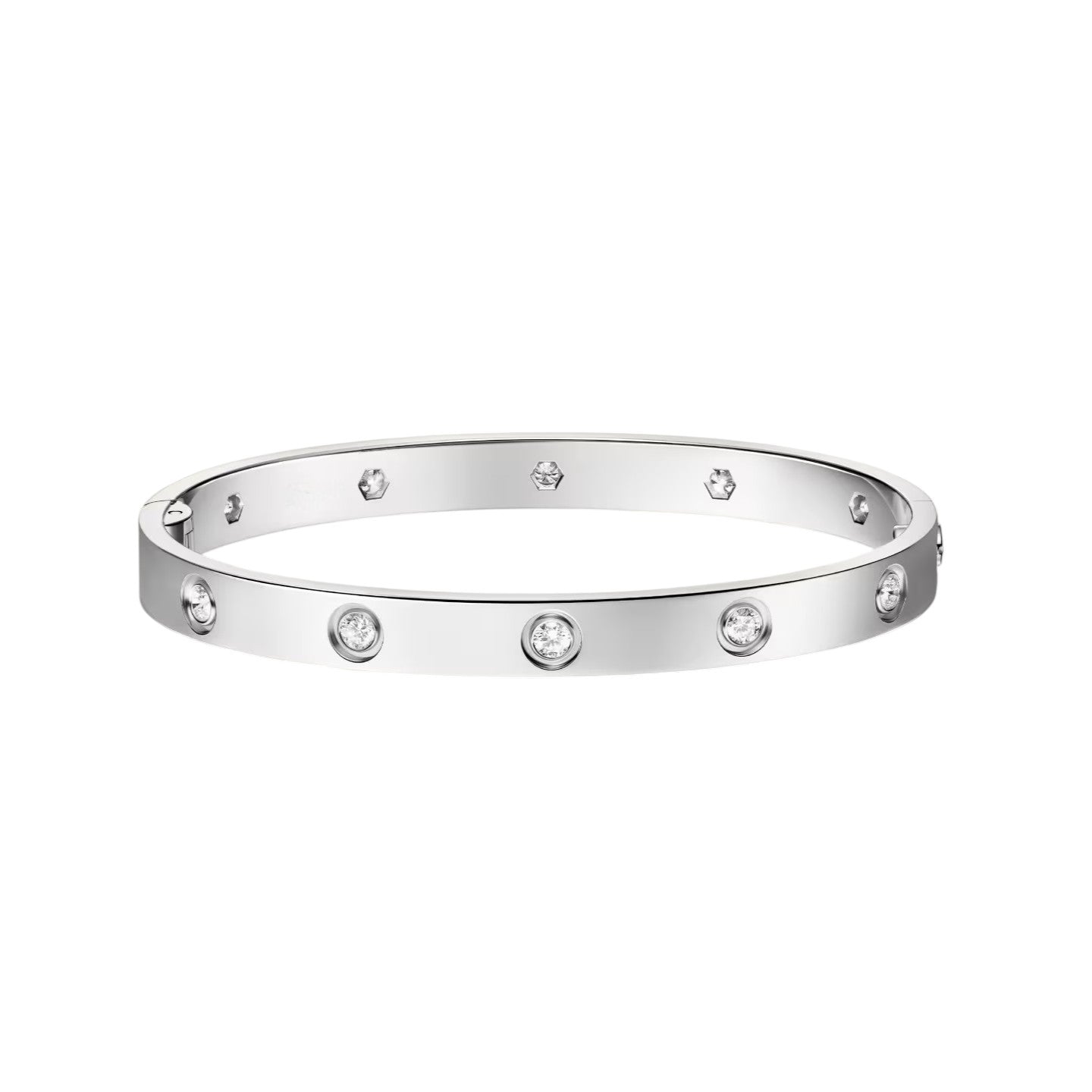 [Zalyn]CLASSIC 6.1MM LOVE SINGLE-SCREW CLOSURE BANGLE - 10-DIAMOND