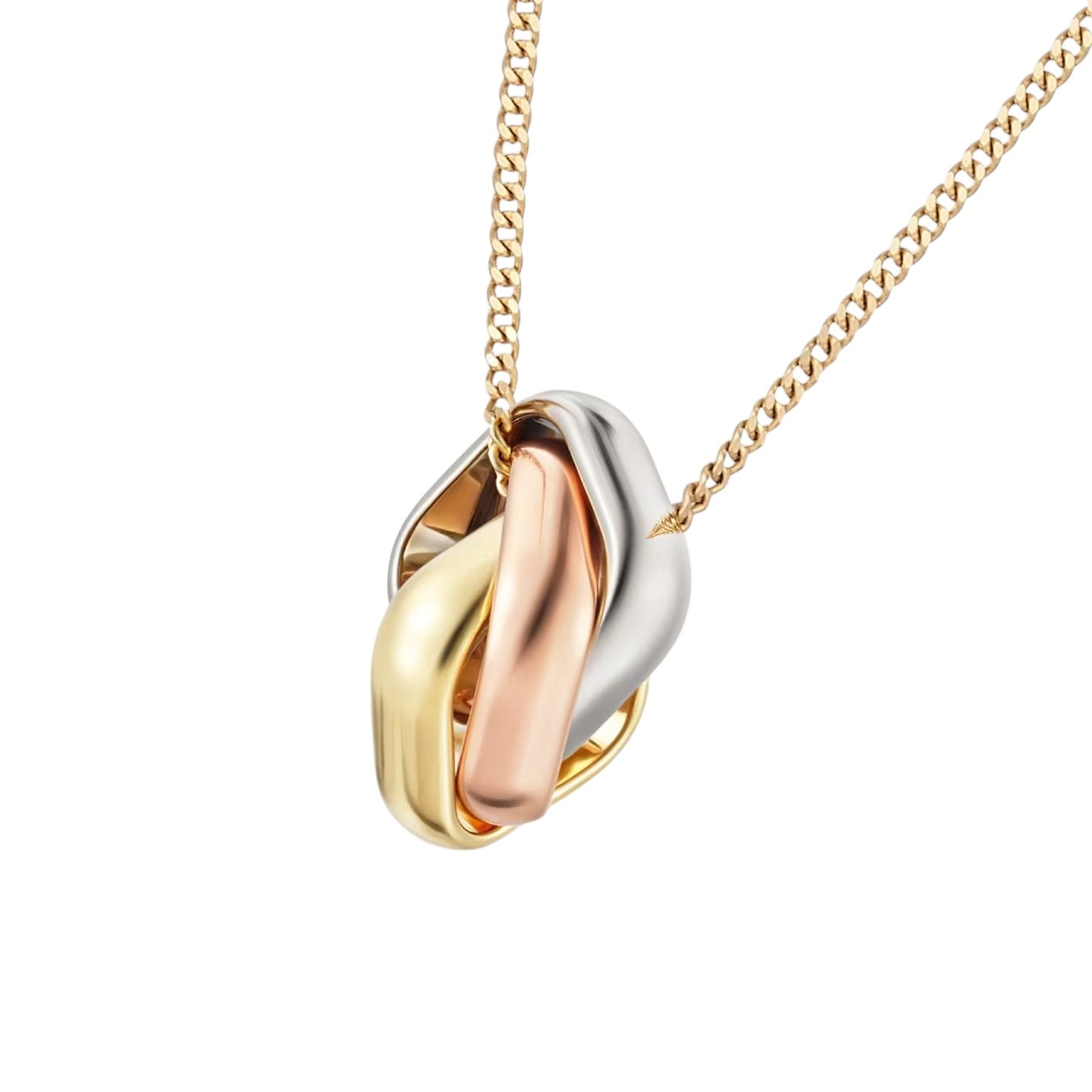 [Zalyn]TRI-COLOR SQUARE RING NECKLACE