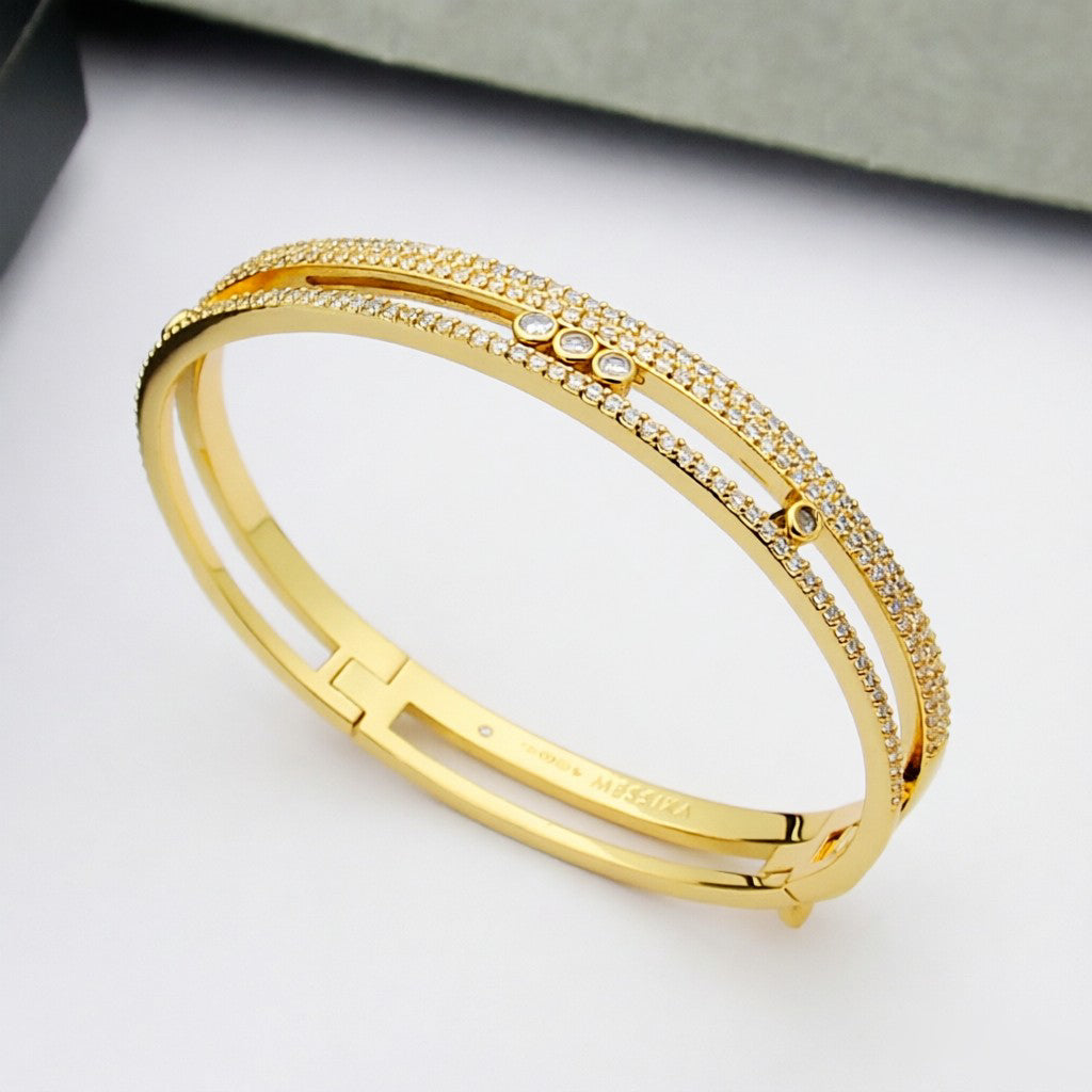 [Zalyn]MOVE ROMANE PAVÉ DIAMOND BANGLE BRACELET