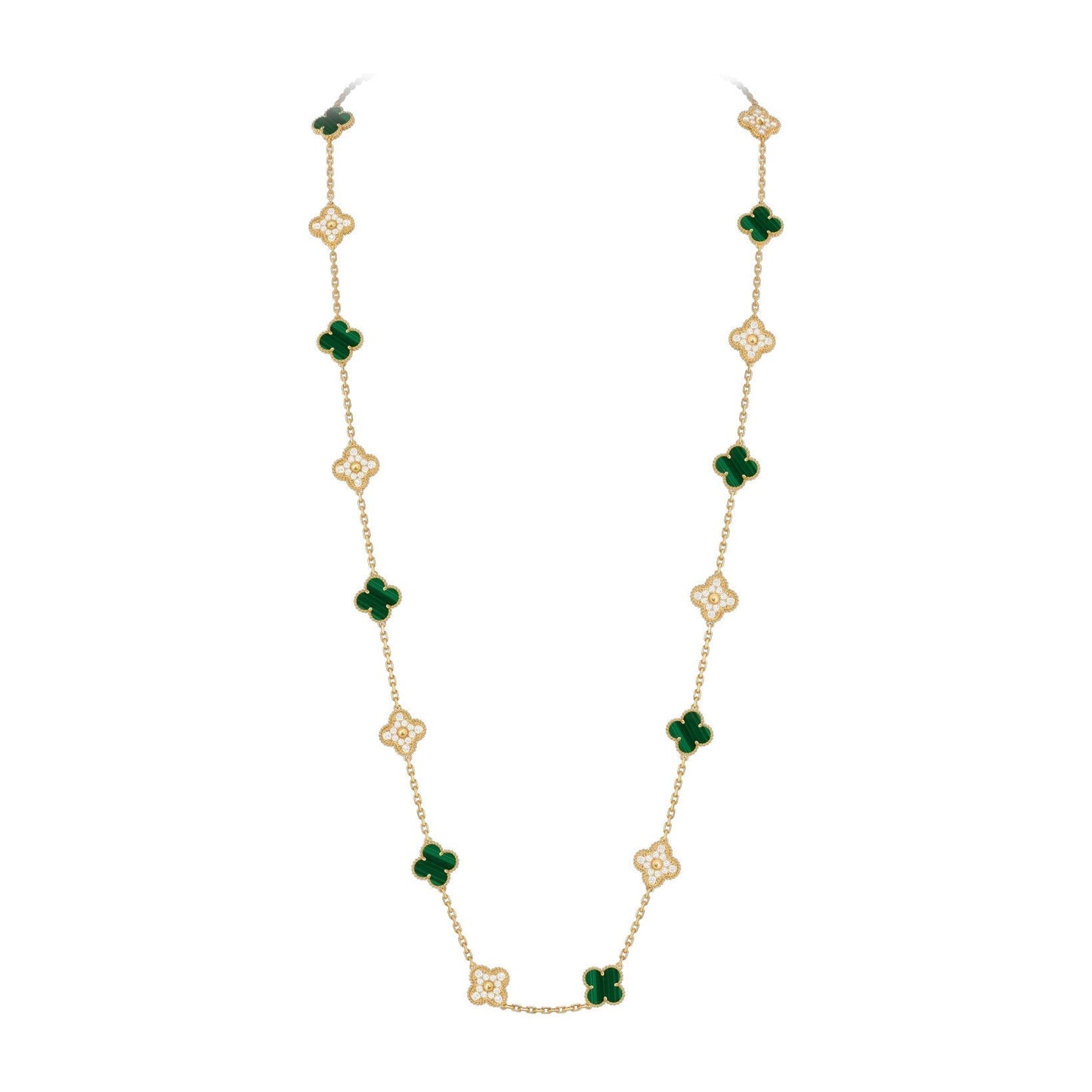 [Zalyn]CLASSIC 20-MOTIF LUCKY CLOVER LONG NECKLACE GOLD COLLECTION