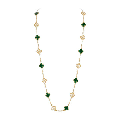 [Zalyn]CLASSIC 20-MOTIF LUCKY CLOVER LONG NECKLACE GOLD COLLECTION