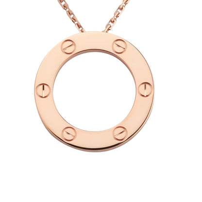 [Zalyn]LOVE LARGE CIRCULAR PENDANT NECKLACE