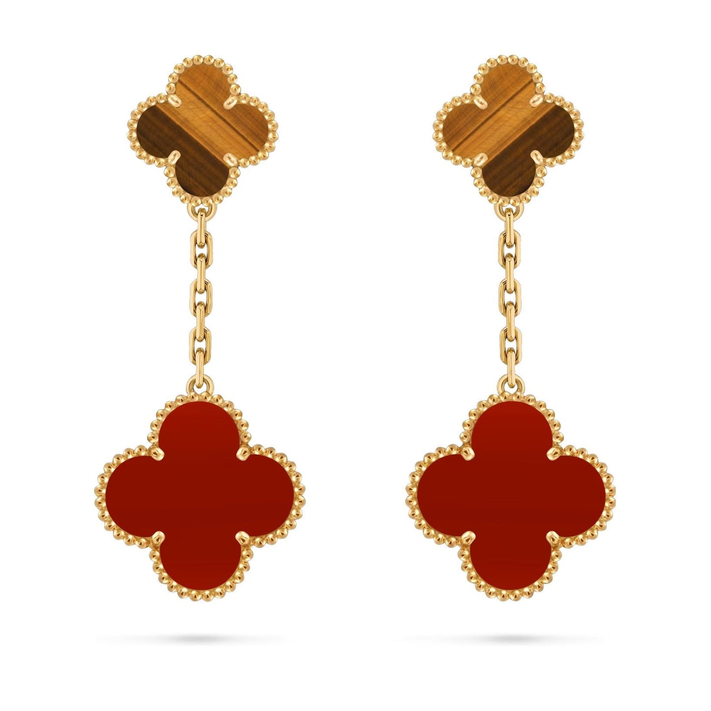 [Zalyn]CLOVER DUAL-MOTIF STATEMENT STUD EARRINGS - DOUBLE-CHARM COLLECTION