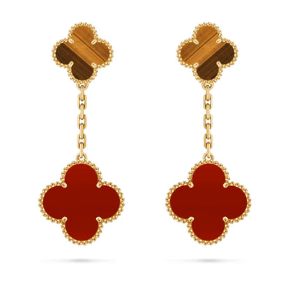 [Zalyn]CLOVER DUAL-MOTIF STATEMENT STUD EARRINGS - DOUBLE-CHARM COLLECTION