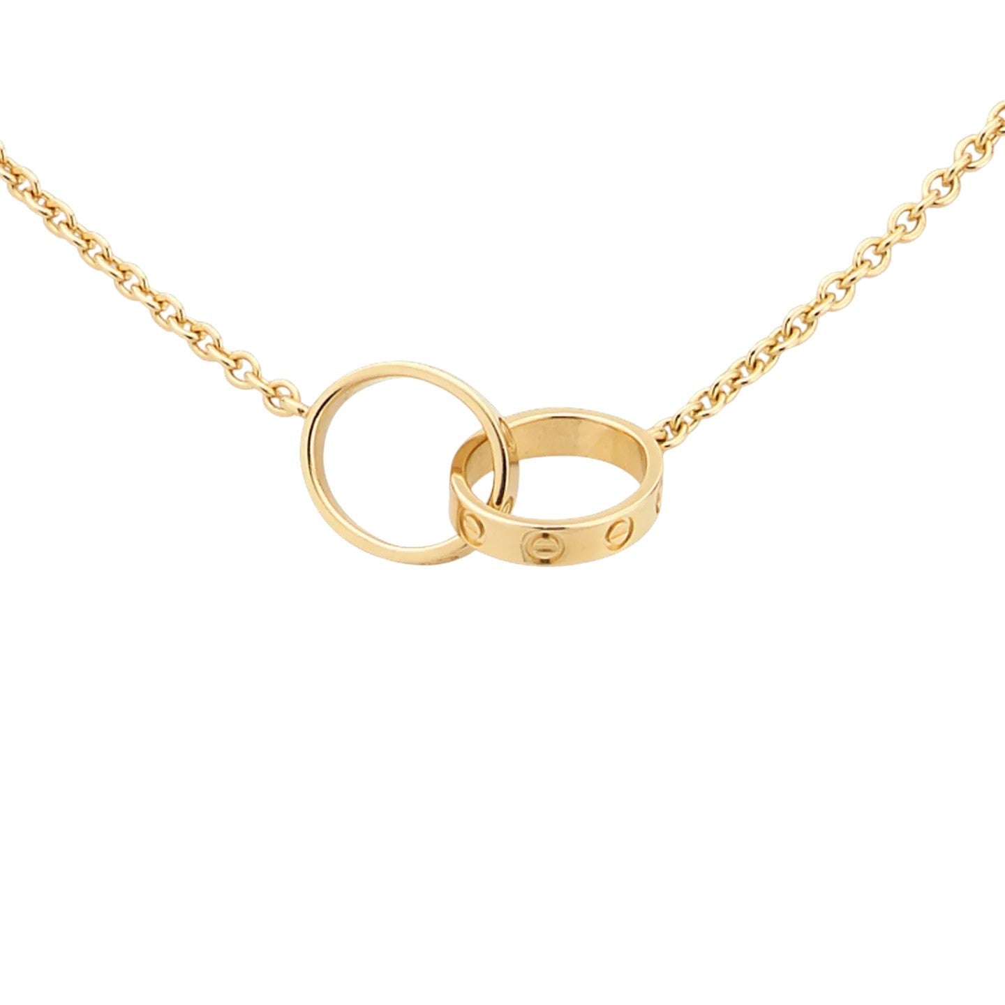 [Zalyn]LOVE DOUBLE-RING INTERLOCKED NECKLACE