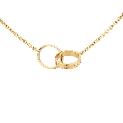 [Zalyn]LOVE DOUBLE-RING INTERLOCKED NECKLACE