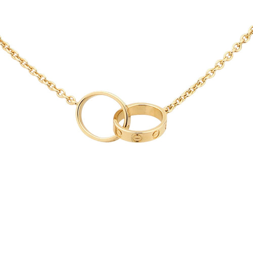 [Zalyn]LOVE DOUBLE-RING INTERLOCKED NECKLACE
