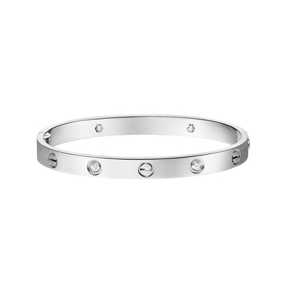 [Zalyn]CLASSIC 6.1MM LOVE SINGLE-SCREW CLOSURE BANGLE - 4-DIAMOND
