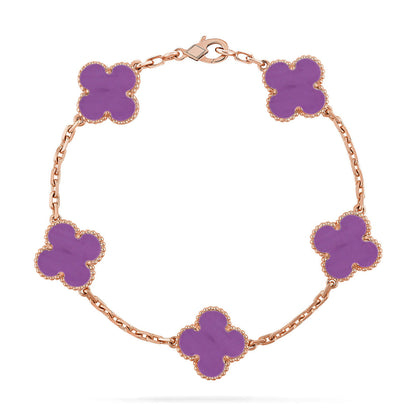 [Zalyn]LUCKY CLOVER 5-MOTIF BRACELET - VIOLET COLLECTION