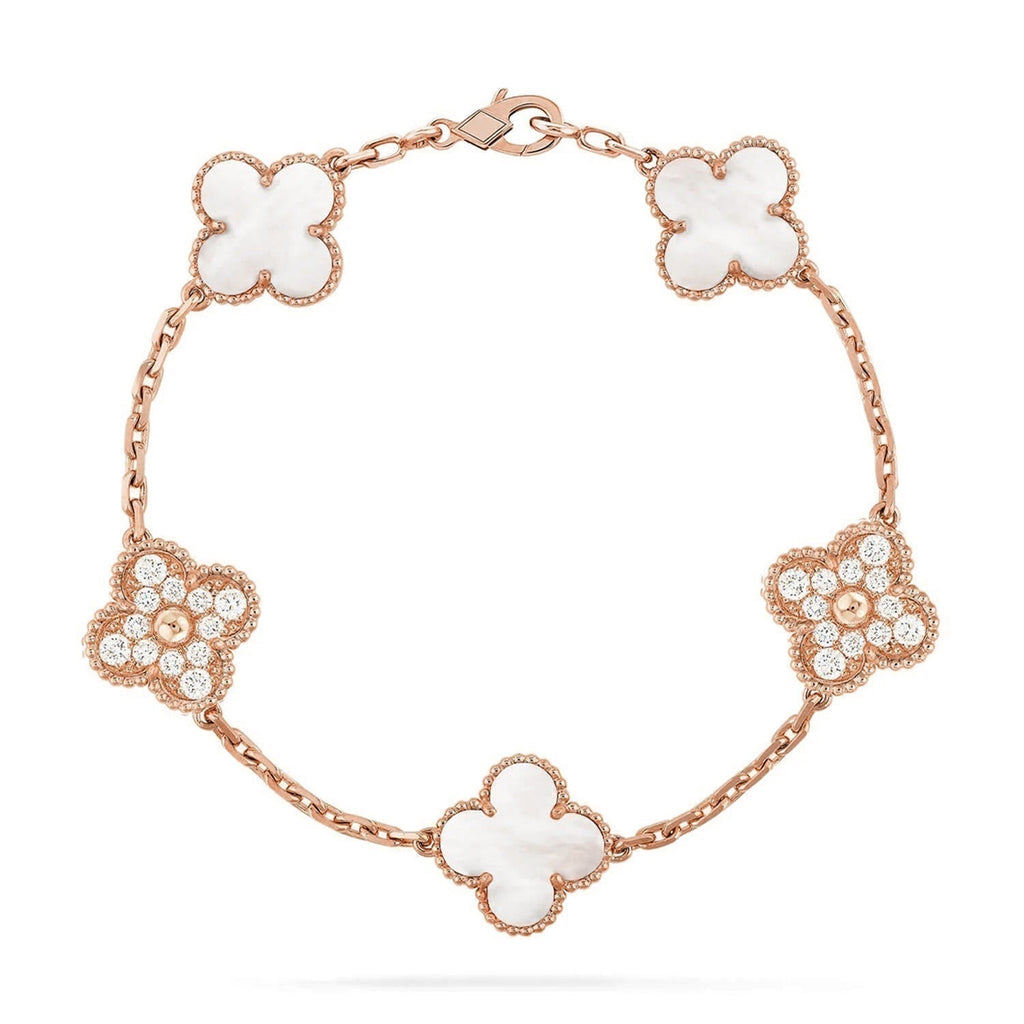 [Zalyn Jewelry ]CLOVER WHITE PEARL MOP 5 MOTIF BRACELET COLLECTION