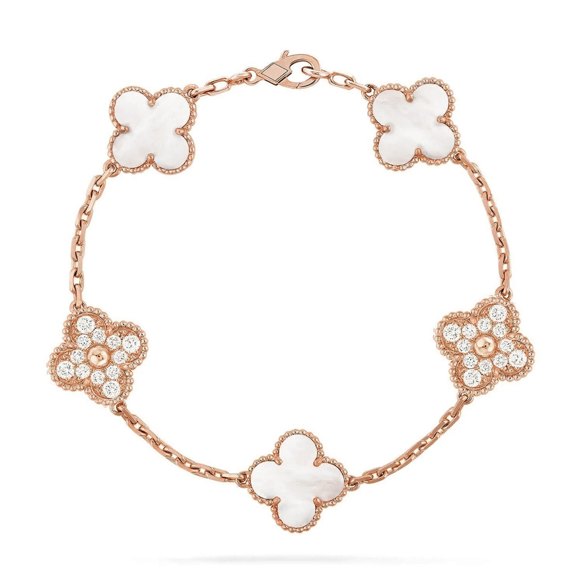 [Zalyn Jewelry ]CLOVER WHITE PEARL MOP 5 MOTIF BRACELET COLLECTION