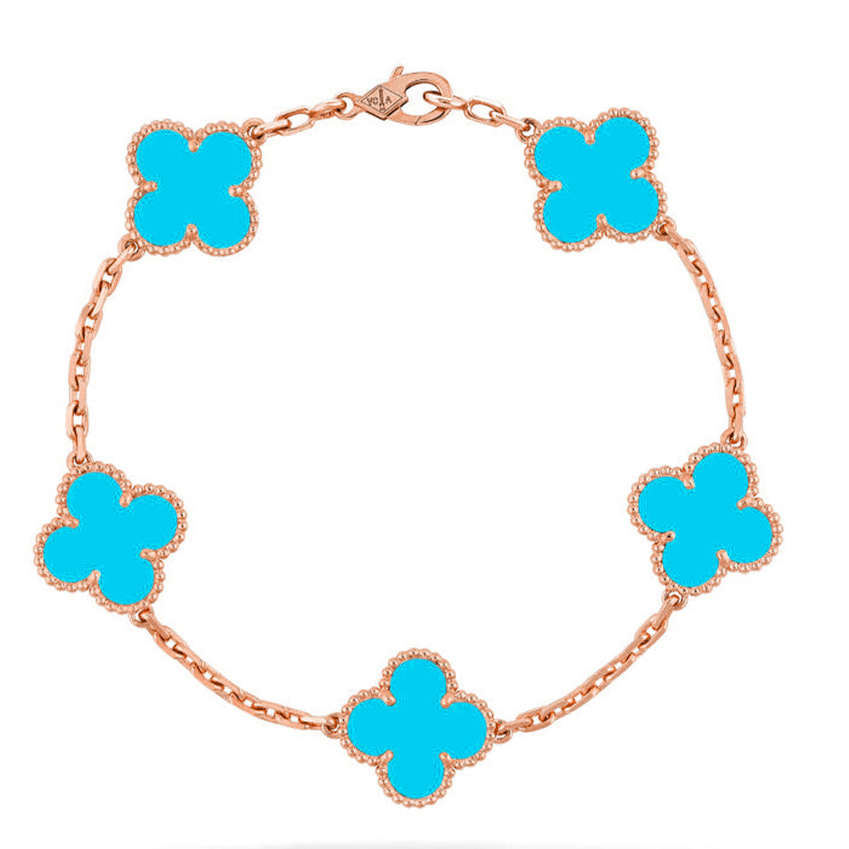 [Zalyn]LUCKY CLOVER 5-MOTIF BRACELET - TURQUOISE COLLECTION
