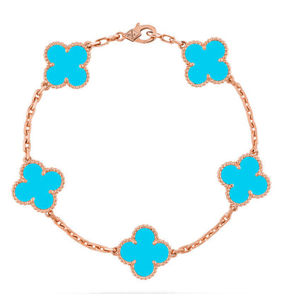 [Zalyn]LUCKY CLOVER 5-MOTIF BRACELET - TURQUOISE COLLECTION