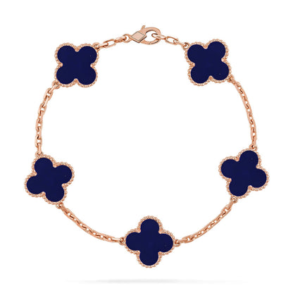 [Zalyn]LUCKY CLOVER 5-MOTIF BRACELET - LAPIS LAZULI COLLECTION