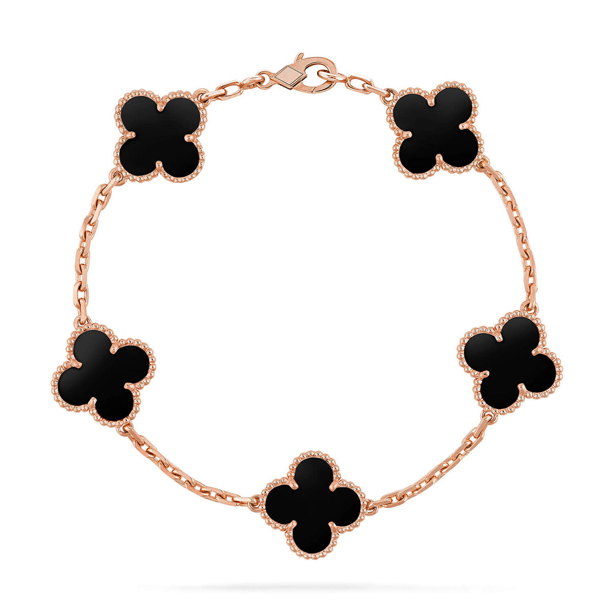 [Zalyn]LUCKY CLOVER 5-MOTIF BRACELET - BLACK OXNY COLLECTION