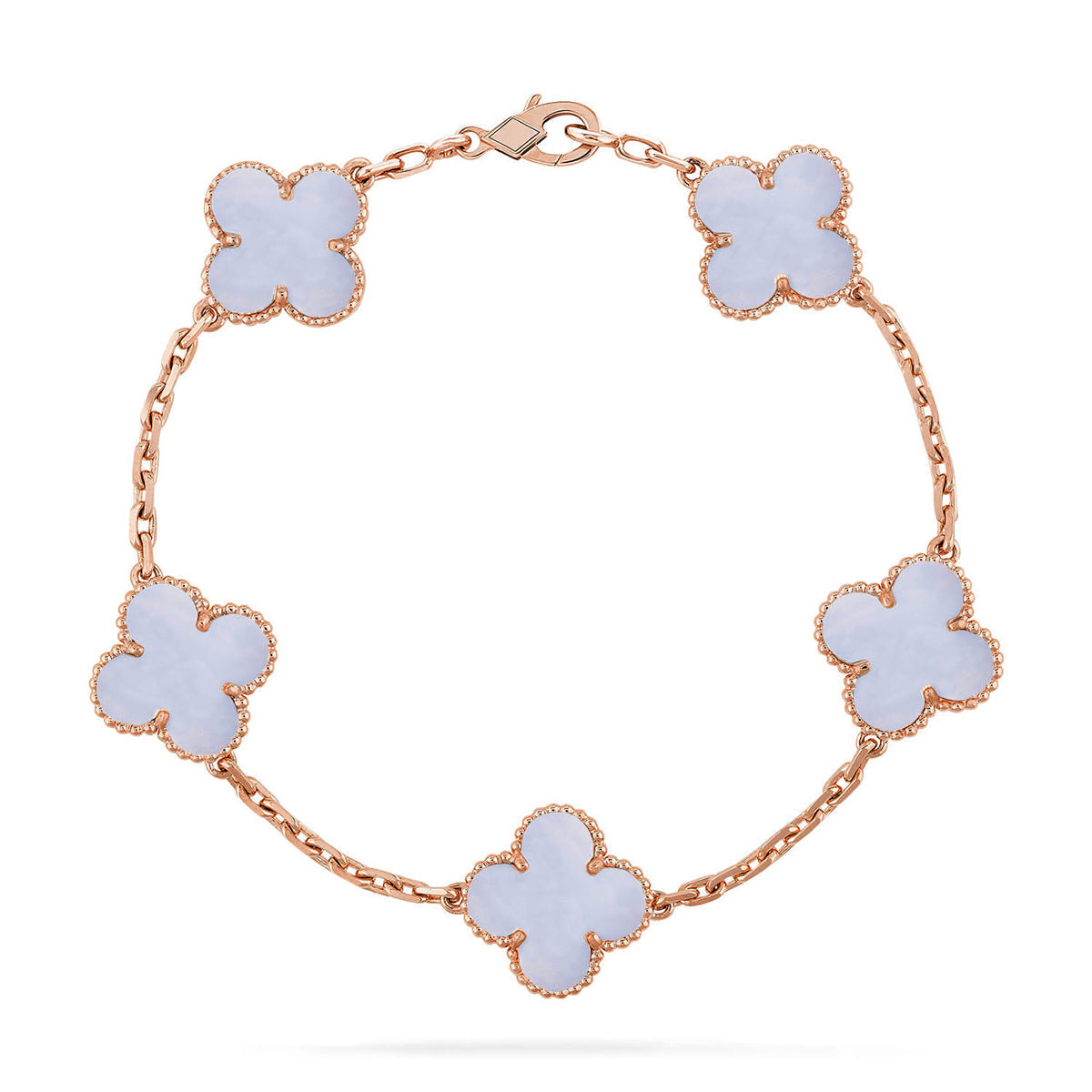 [Zalyn]LUCKY CLOVER 5-MOTIF BRACELET - PURPLE CHALCEDONY COLLECTION