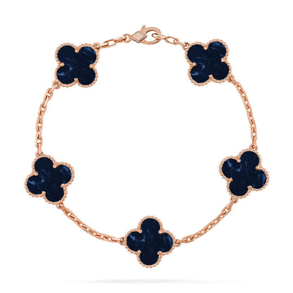 [Zalyn]LUCKY CLOVER 5-MOTIF BRACELET - PIETERSITE COLLECTION