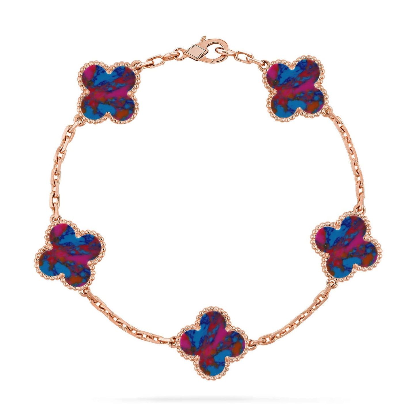 [Zalyn]LUCKY CLOVER 5-MOTIF BRACELET - MULTI-GEM COLLECTION