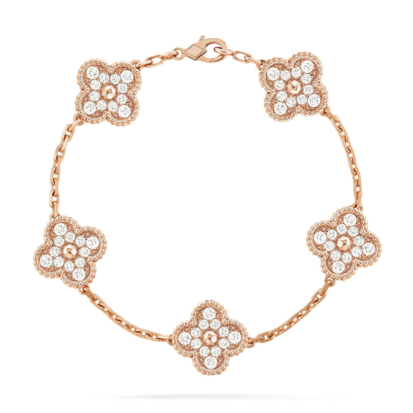 [Zalyn]LUCKY CLOVER 5-MOTIF BRACELET - FULL-DIAMOND