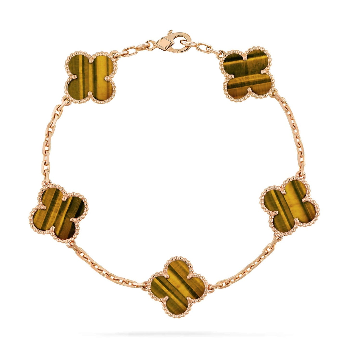 [Zalyn]LUCKY CLOVER 5-MOTIF BRACELET -  TIGER’S EYE COLLECTION