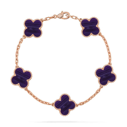 [Zalyn Jewelry ]CLOVER 5 MOTIF PURPLE STRIPES BRACELET COLLECTION