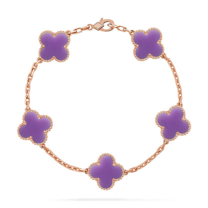 [Zalyn]LUCKY CLOVER 5-MOTIF BRACELET - LAVENDER COLLECTION