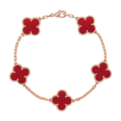 [Zalyn Jewelry ] CLOVER 5 MOTIF RED CORNELIAN BRACELET COLLECTION