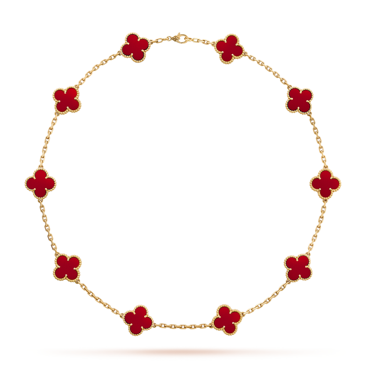 [Zalyn Jewelry ]CLOVER 10 MOTIFS CARNELIAN NECKLACE
