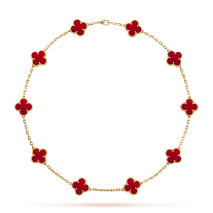 [Zalyn Jewelry ]CLOVER 10 MOTIFS CARNELIAN NECKLACE