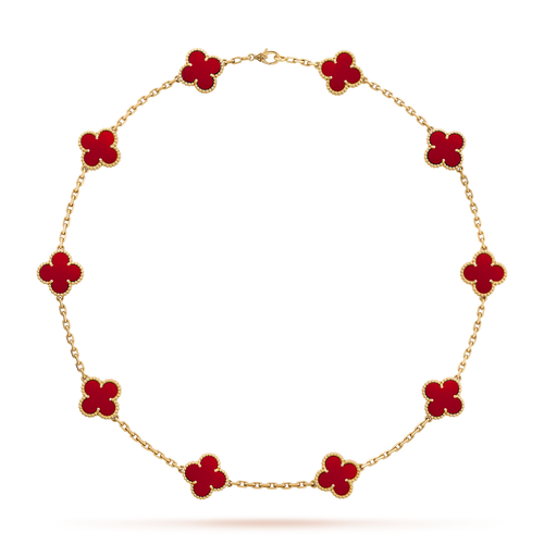 [Zalyn Jewelry ]CLOVER 10 MOTIFS CARNELIAN NECKLACE