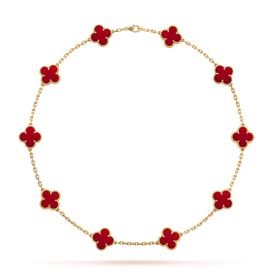 [Zalyn Jewelry ]CLOVER 10 MOTIFS CARNELIAN NECKLACE