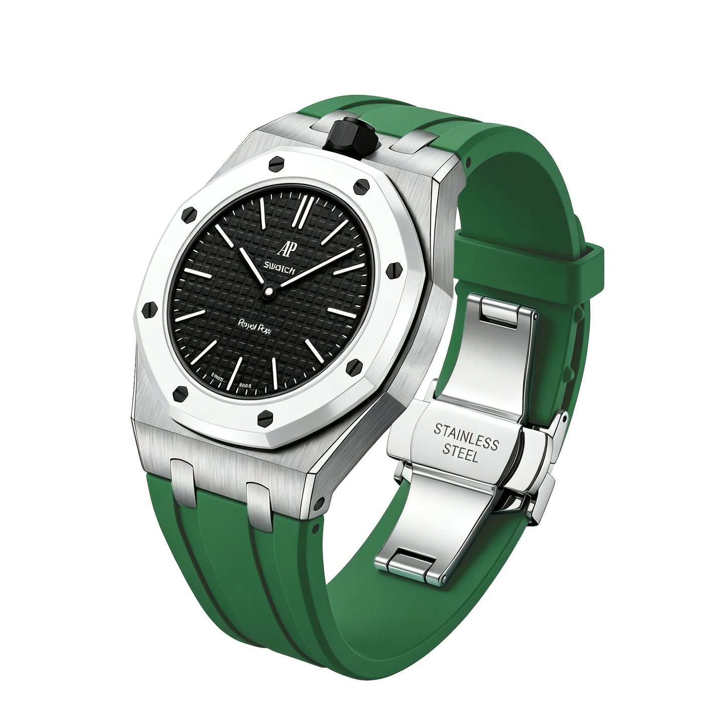 [Zalyn]Royal Oak Pop Exclusive Steel Case & Silicone Strap With Cradle