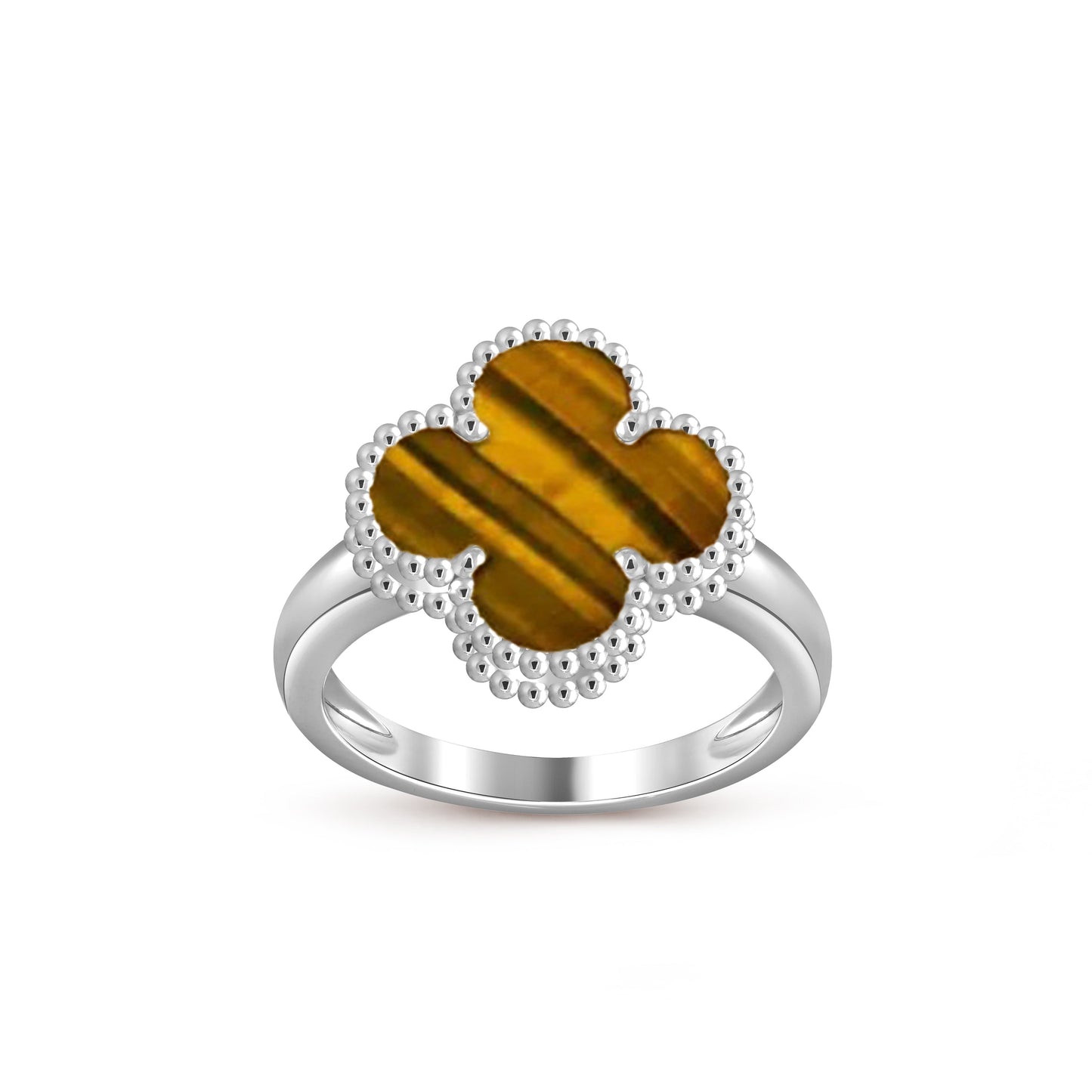 [Zalyn]LUCKY CLOVER VINTAGE WHITE GOLD RING COLLECTION