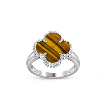 [Zalyn]LUCKY CLOVER VINTAGE WHITE GOLD RING COLLECTION