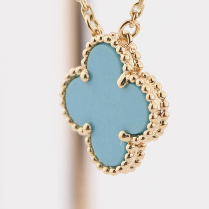 [Zalyn Jewelry ]CLOVER 15MM VINTAGE TURQUOISE NECKLACE