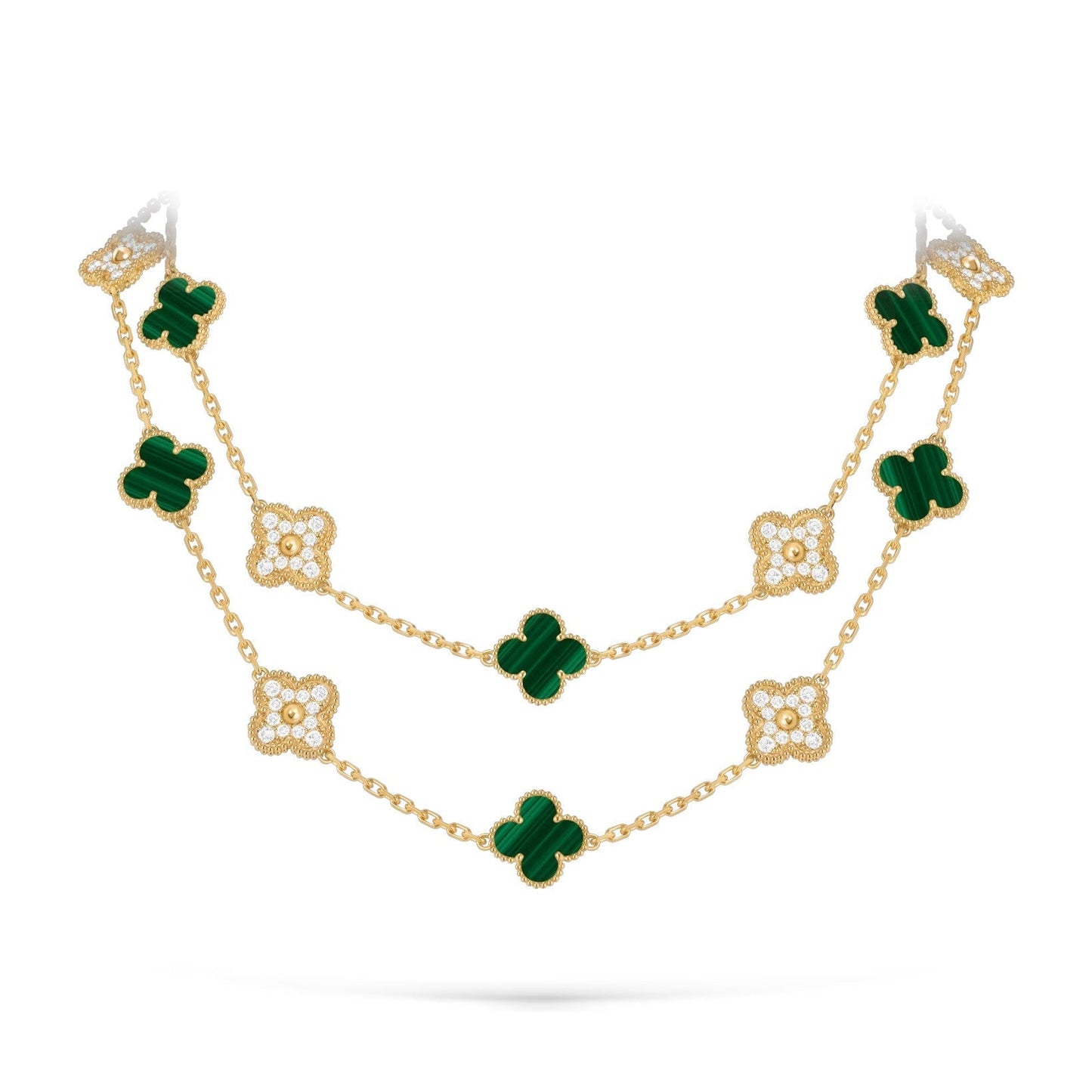 [Zalyn]CLASSIC 20-MOTIF LUCKY CLOVER LONG NECKLACE GOLD COLLECTION