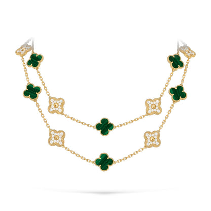 [Zalyn]CLASSIC 20-MOTIF LUCKY CLOVER LONG NECKLACE GOLD COLLECTION