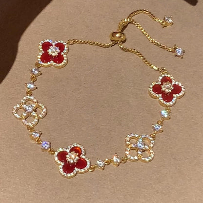 [Zalyn Jewelry ]CLOVER 5 MOTIF PINK BLUE RED WHITE BRACELET