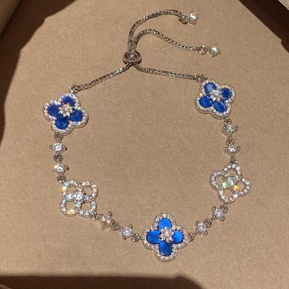 [Zalyn Jewelry ]CLOVER 5 MOTIF PINK BLUE RED WHITE BRACELET