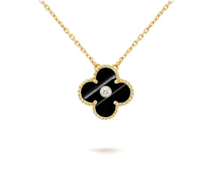 [Zalyn]15MM CLOVER FLOWER DIAMOND PENDANT NECKLACE COLLECTION