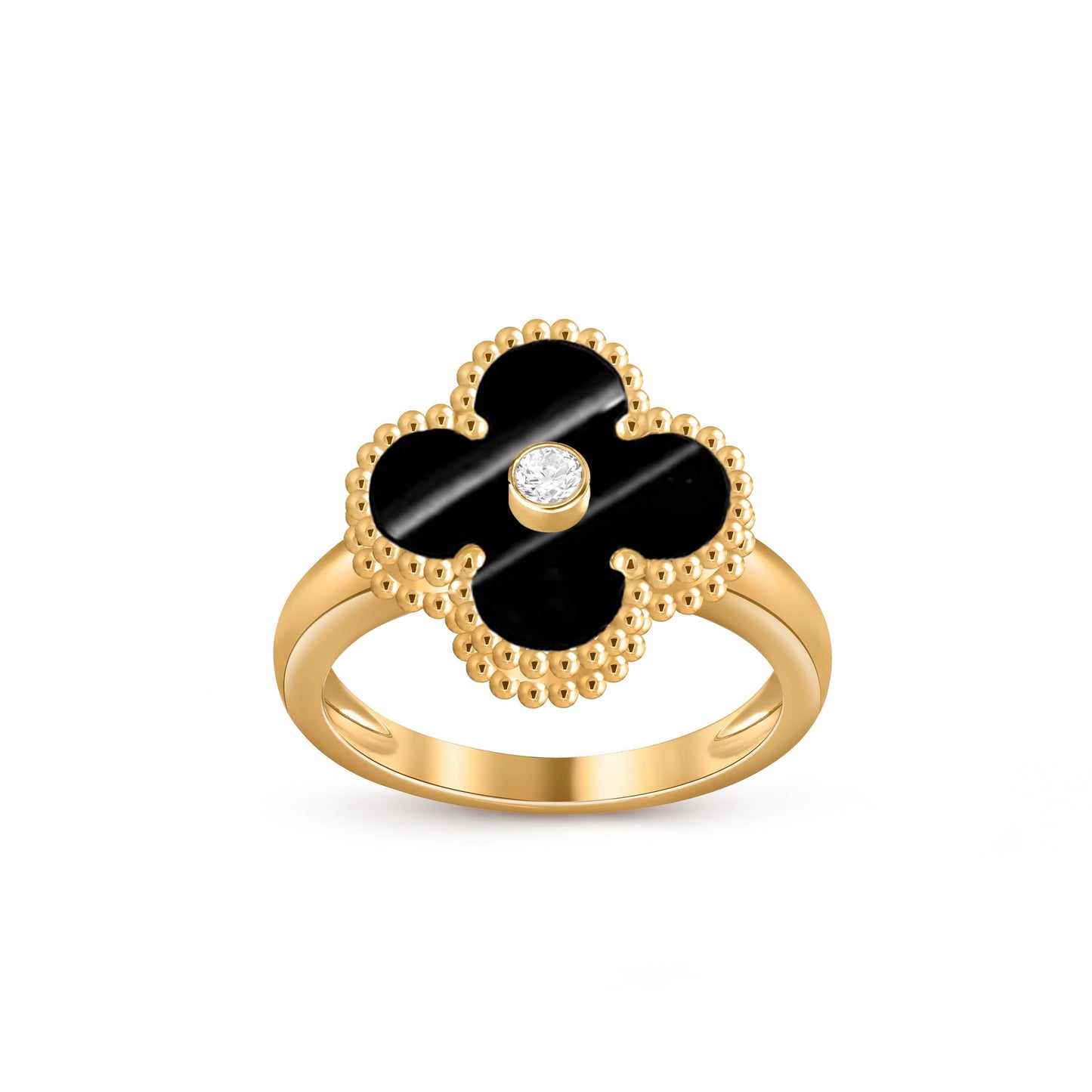 [Zalyn]LUCKY CLOVER DIAMOND-ACCENT GOLD RING COLLECTION