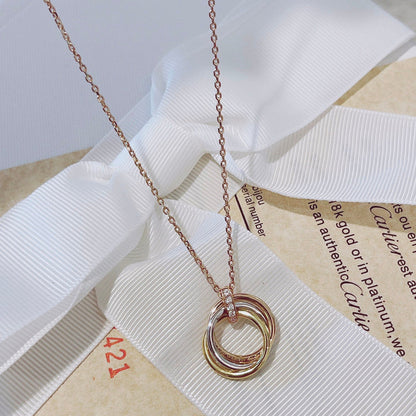 [Zalyn Jewelry ]TRINITY NECKLACE GOLD  DIAMONDS