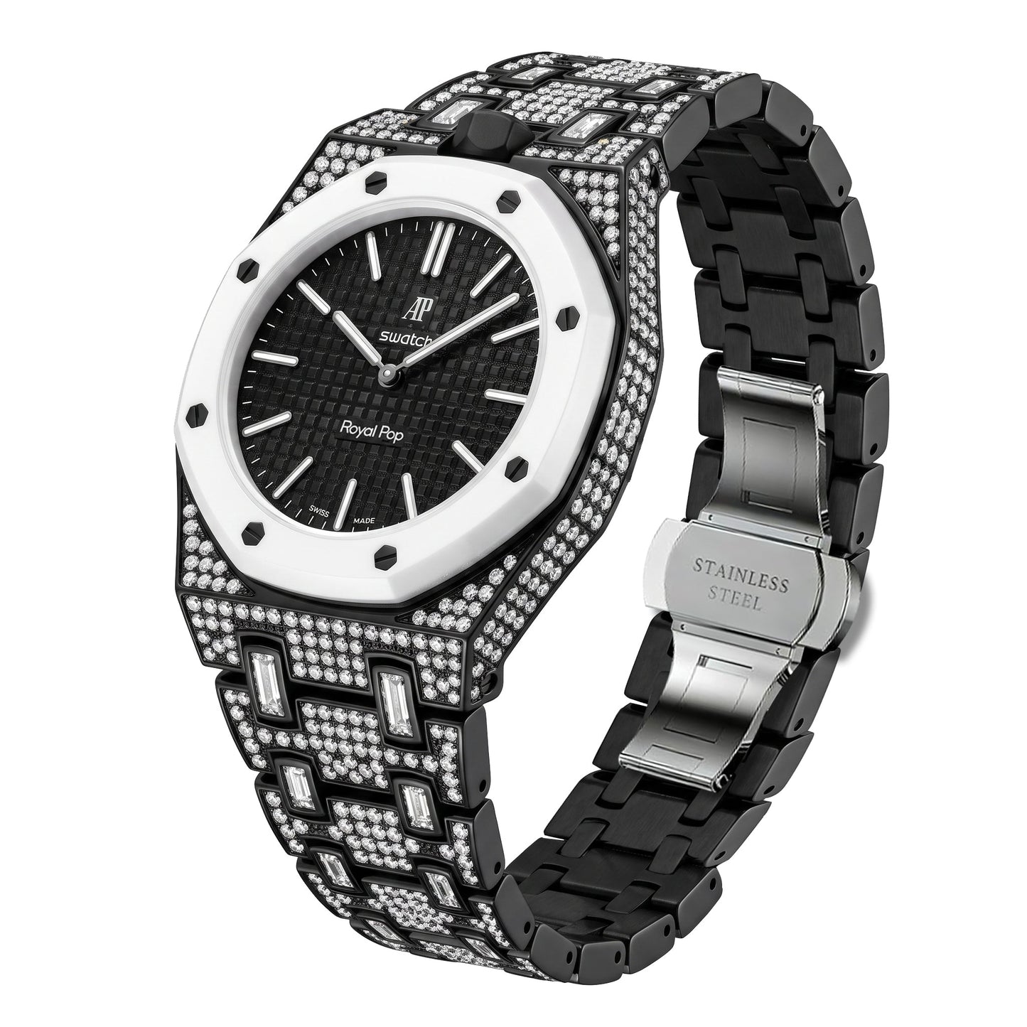 [Zalyn]Royal Oak Pop Exclusive Bioceramic Case & Bioceramic Strap Full Diamond