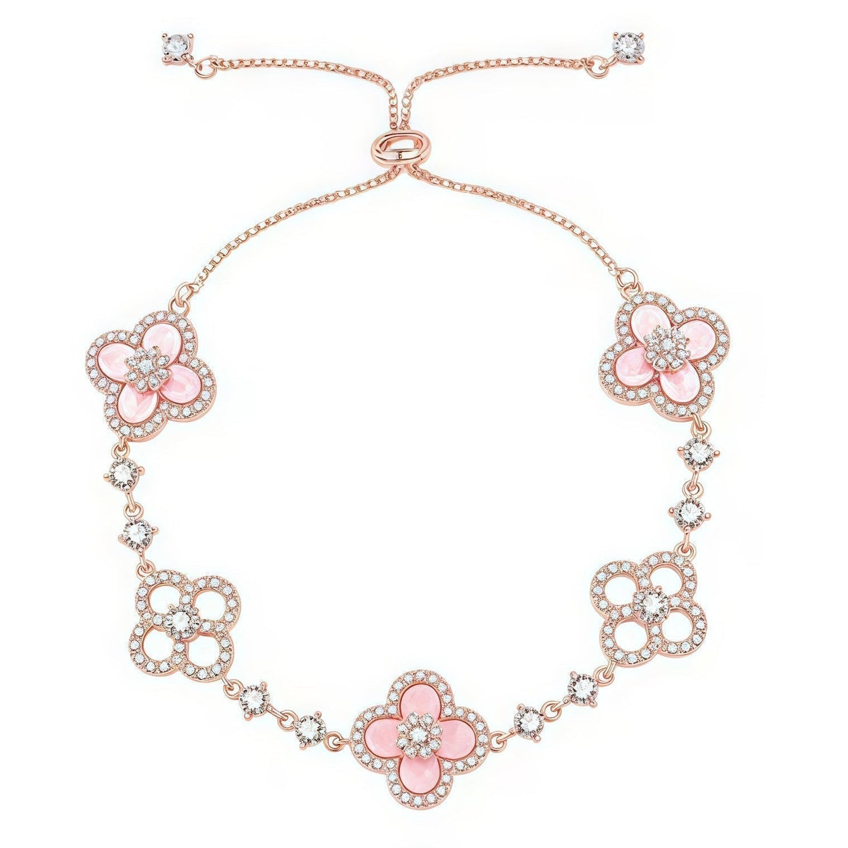 [Zalyn Jewelry ]CLOVER 5 MOTIF PINK BLUE RED WHITE BRACELET