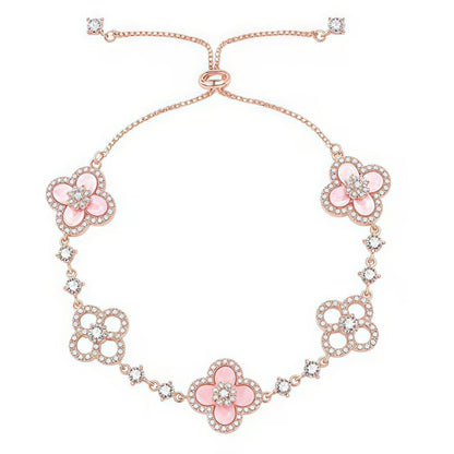 [Zalyn Jewelry ]CLOVER 5 MOTIF PINK BLUE RED WHITE BRACELET