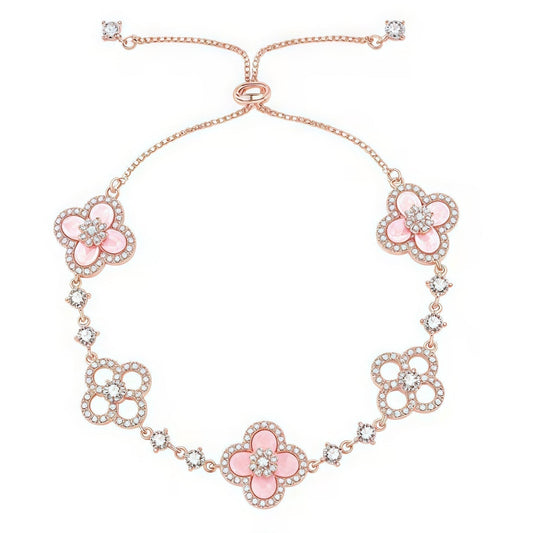 [Zalyn Jewelry ]CLOVER 5 MOTIF PINK BLUE RED WHITE BRACELET