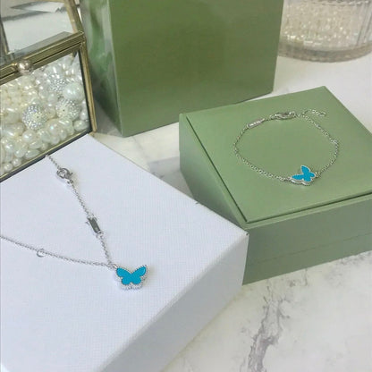 [Zalyn Jewelry ]BUTTERFLY TURQUOISE BUTTERFLY BRACELET SILVER