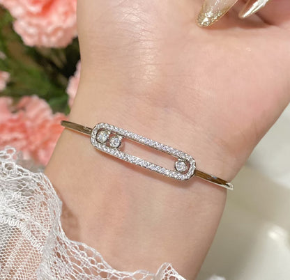 [Zalyn]MOVE PAVÉ DIAMOND BANGLE BRACELET M